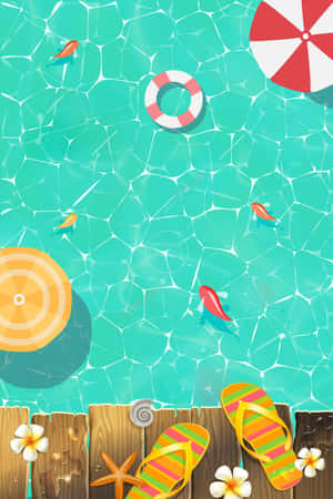 Summer Pool Party Illustration Wallpaper