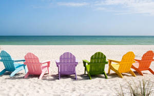 Summer Season Colourful Sun Chairs Wallpaper