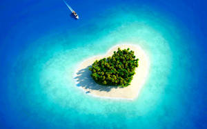 Summer Season Heart Shape Island Wallpaper
