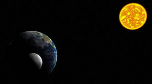 Sun And Earth Solar System Wallpaper