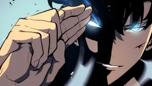 Sung Jinwoo’s Blue Eyes Solo Leveling 4k Wallpaper