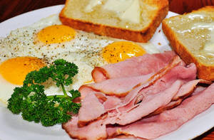 Sunny Side Up Egg And Ham Wallpaper