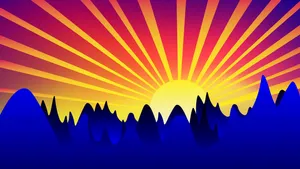 Sunrise Mountain Vector Art Wallpaper