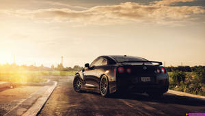 Sunset And Black Nissan Gt R 4k Wallpaper