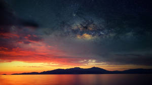 Sunset And Galaxy On Free Ipad Wallpaper