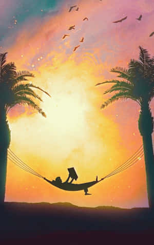 Sunset And Hammock Relaxing Iphone Wallpaper