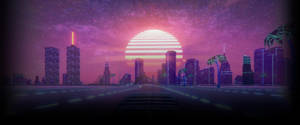 Sunset And The City Vaporwave Wallpaper