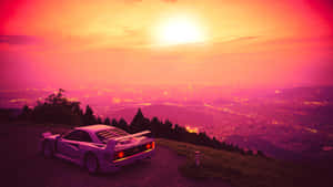 Sunset_ Drive_ Above_ Cityscape Wallpaper