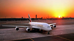 Sunset Emirates Airplane Wallpaper