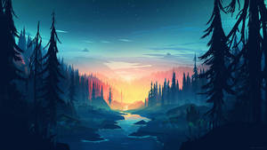 Sunset Forest 4k Pc Art Wallpaper