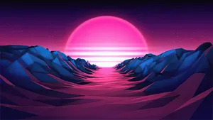Sunset Horizon Vaporwave Desktop Wallpaper