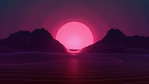 Sunset Mountain Aesthetic Wallpaper