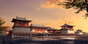 Sunset On Ancient Xian China Wallpaper