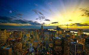 Sunset Over Big Buildings Wallpaper