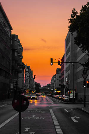 Sunset Road In The City Wallpaper