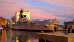 Sunset Sky Above The Norfolk Battleship Wallpaper