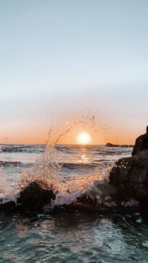 Sunset Splash Seascape Wallpaper