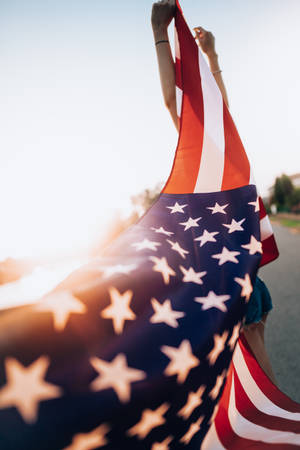 Sunset Usa Flag Iphone Portrait Wallpaper