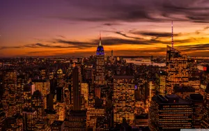 Sunset With The Empire State Building Wallpaper