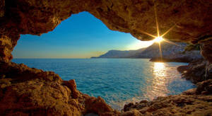 Sunshine Sea Cave Wallpaper