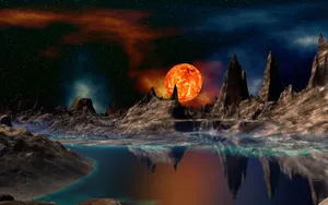 Super Cool Outer Space Landscape Fantasy Art Wallpaper