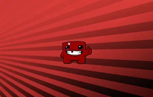 Super Meat Boy On Red Stripes Wallpaper