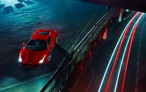Supercar Ferrari Neon Road Wallpaper