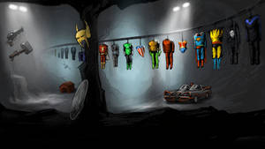 Superhero Outfits In Cave Wallpaper
