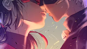 Superheroes Ladybug And Cat Noir Kiss Wallpaper