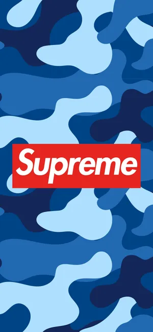 Superior Supreme Logo On Blue Camouflage Wallpaper