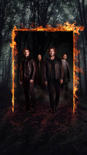 Supernatural Castiel, Crowley, Dean And Sam Wallpaper