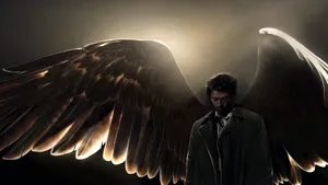 Supernatural Castiel With Open Wings Wallpaper