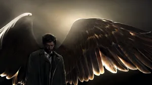 Supernatural Castiel With Open Wings Wallpaper