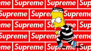 Supreme Laptop Featuring Bart Simpson As A Creative Artwork Wallpaper