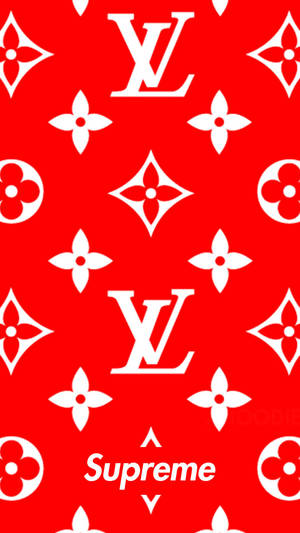 Supreme Logo And Louis Vuitton Malletier Wallpaper