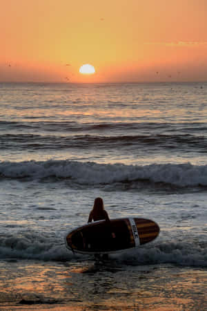 Surfer On Shallow Shore Wallpaper