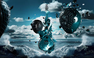 Surreal Electric Guitar In Futuristic Art 3d Hd Wallpaper