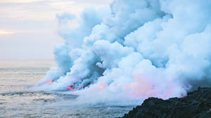 Surreal Smoke Plumes In Night Sky Wallpaper