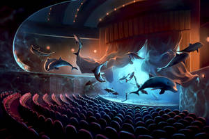 Surrealism Dolphin Art Wallpaper