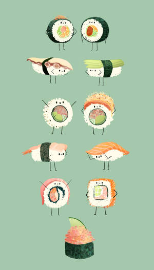 Sushi Cartoon Artwork Wallpaper