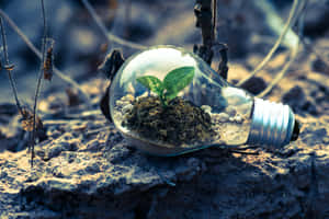 Sustainable Energy Concept: Plant Inside A Light Bulb Wallpaper