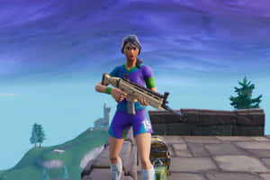 Sweaty Soccer Skin Girl With Gun Wallpaper