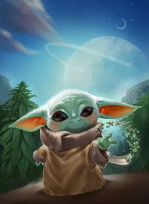 Sweet And Adorable Baby Yoda Wallpaper