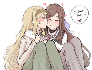Sweet Anime Lesbian Couple Wallpaper