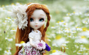 Sweet Doll In Field Wallpaper