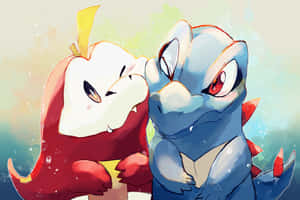 Sweet Photo Of Fuecoco And Totodile Wallpaper