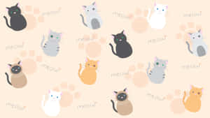 Swinging Into Summer With This Super Cute Cat Pattern Wallpaper