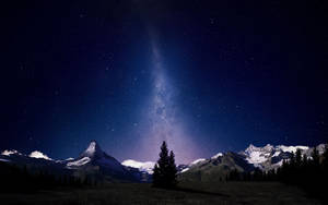 Swiss Alps Night Sky Wallpaper Wallpaper