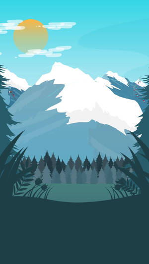 Swiss Alps Sun Vector Art Wallpaper