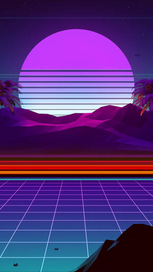 Synthwave Retro Design On Vintage Iphone Wallpaper